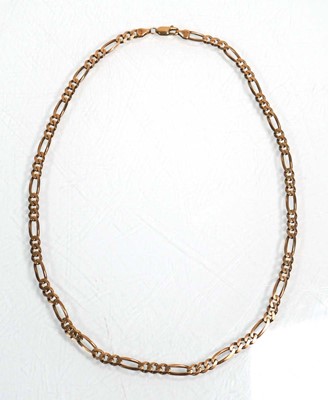 Lot 647 - A 9ct yellow gold figaro link necklace with...