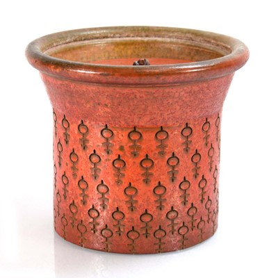 Lot 144 - A Bitossi red lava container or jar and cover...