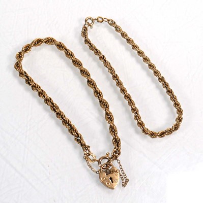 Lot 660 - A 9ct yellow gold ropetwist bracelet with...