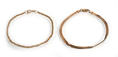 Lot 664 - A 9ct yellow gold flat curblink bracelet with...
