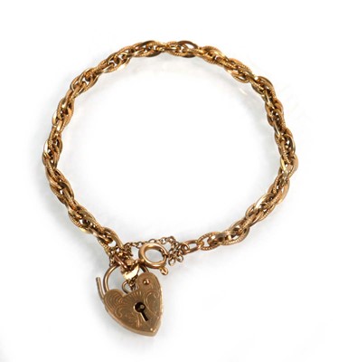 Lot 665 - A 9ct yellow gold fancy ropetwist bracelet...