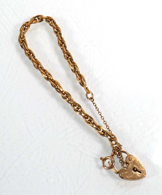 Lot 665 - A 9ct yellow gold fancy ropetwist bracelet...