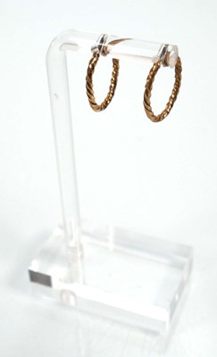 Lot 669 - Six pairs of 9ct yellow gold hoop earrings...