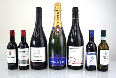 Lot 321 - 3 various bottles & 4 mini, 1x Pommery Brut...