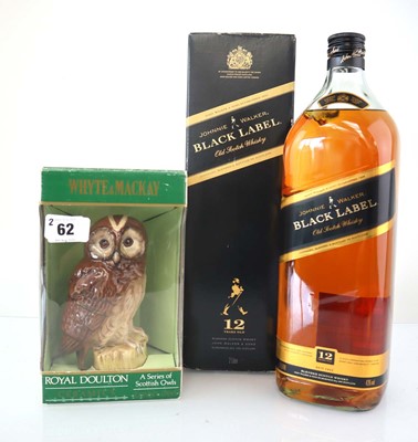 Lot 62 - 2 bottles, 1x Ceramic Decanter Whyte & Mackay...