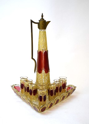 Lot 208 - A late 19th century Bohemian ruby glass and...