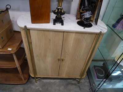 Lot 1001 - Ribbed fronted cupboard with radius ends and...