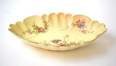 Lot 213 - A Royal Worcester 'blush ivory' dish decorated...