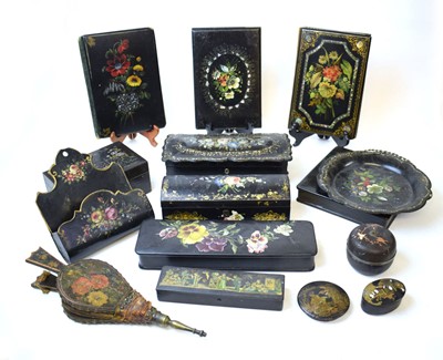 Lot 105 - A group of 19th century black lacquer...