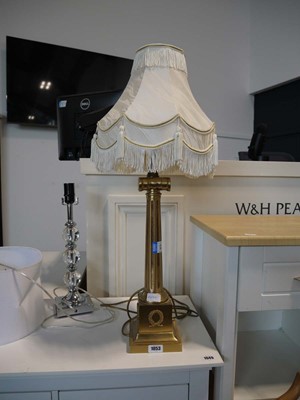 Lot 1053 - Brass finish table lantern in the form of a...