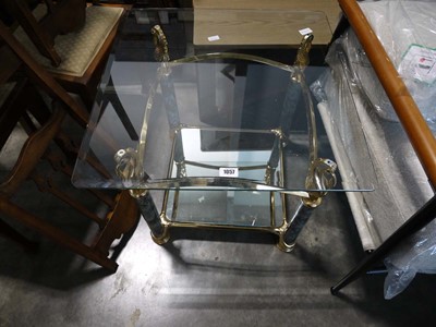 Lot 1057 - Modern 2 tier glass top coffee table, lower...
