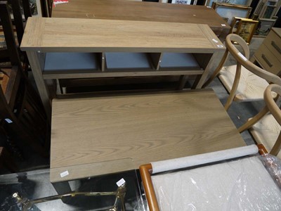 Lot 1061 - Modern light oak finish open front console...
