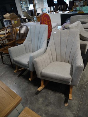 Lot 1062 - Pair of natural upholstered rocking nursing...