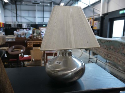 Lot 1075 - Bulbous chrome table lantern with small strung...
