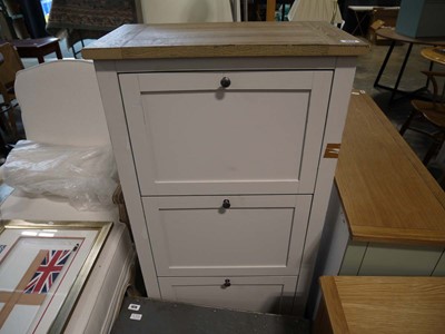 Lot 1079 - Modern white 3 tier shoe rack with light oak...