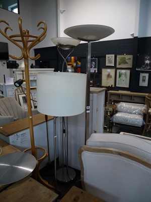 Lot 1084 - 2 similar chrome floor standing uplighters and...