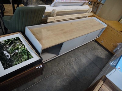 Lot 1094 - Modern light grey entertainment unit with pine...