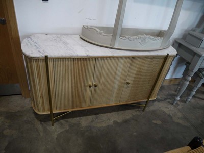 Lot 1014 - Ribbed front sideboard on brass finish...