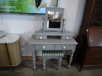 Lot 1019 - Modern grey painted dressing unit with mirror...
