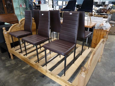 Lot 1026 - Set of 6 brown leatherette upholstered dining...