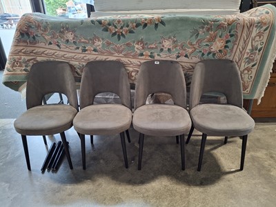 Lot 1031 - 4 dark grey upholstered fabric dining chairs...