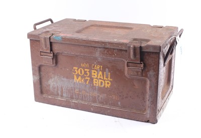 Lot 1120 - .303 metal ammunition crate, marked 600 CART...