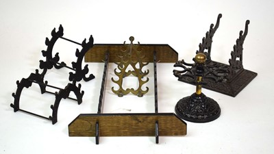 Lot 151 - A group of six cast metal and wooden pen...