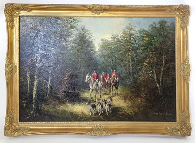 Lot 77 - 20th Century School, A hunting party in a...