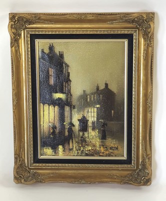 Lot 84 - Barry Hilton (contemporary), A street in a wet...