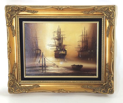 Lot 85 - Barry Hilton (contemporary), Ships in harbour...