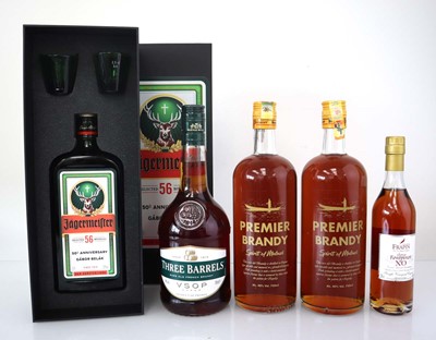 Lot 103 - 5 bottles, 1x Jagermeister 50th Anniversary...