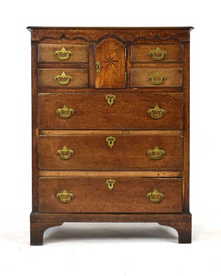 Lot 38 - An 18th century oak cupboard, the marquetry...