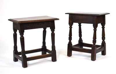 Lot 52 - Two oak joint stools, each of typical form...