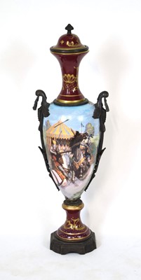Lot 216 - A floor-standing twin-handled urn transfer...