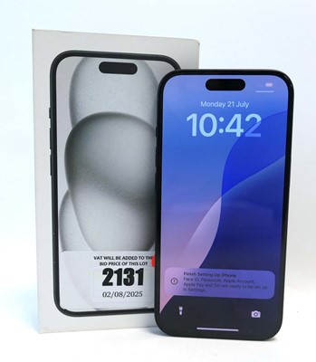 Lot 2131 - iPhone 15 128GB Black with box and cable