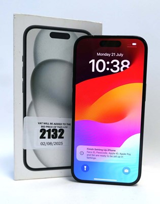 Lot 2132 - iPhone 15 128GB Black with box and cable