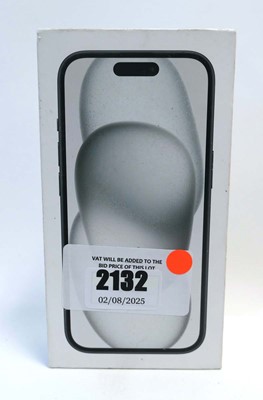 Lot 2132 - iPhone 15 128GB Black with box and cable
