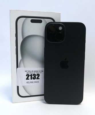 Lot 2132 - iPhone 15 128GB Black with box and cable