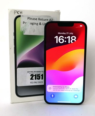 Lot 2151 - iPhone 14 128GB Midnight with box and cable