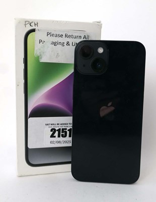 Lot 2151 - iPhone 14 128GB Midnight with box and cable