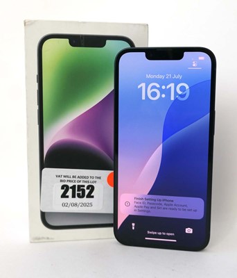 Lot 2152 - iPhone 14 128GB Midnight with box and cable