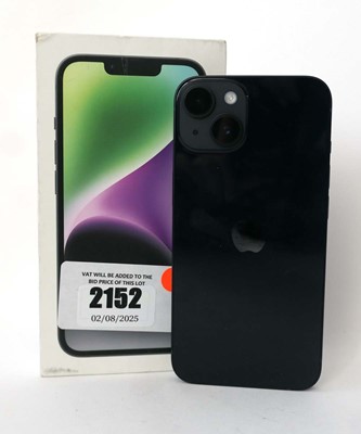 Lot 2152 - iPhone 14 128GB Midnight with box and cable