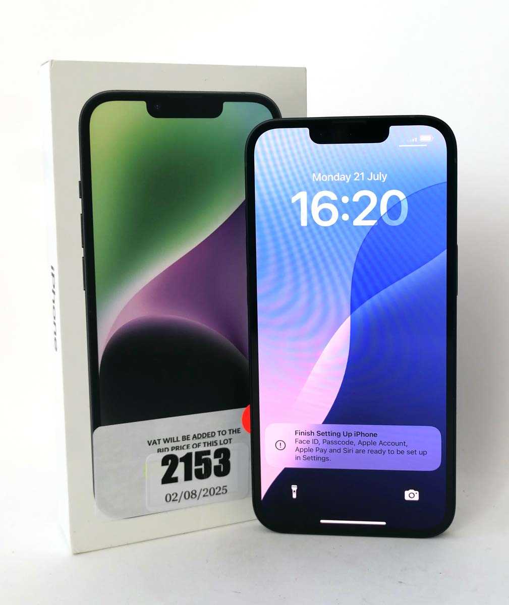 Lot 2153 - iPhone 14 128GB Midnight with box and cable