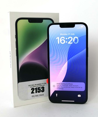 Lot 2153 - iPhone 14 128GB Midnight with box and cable