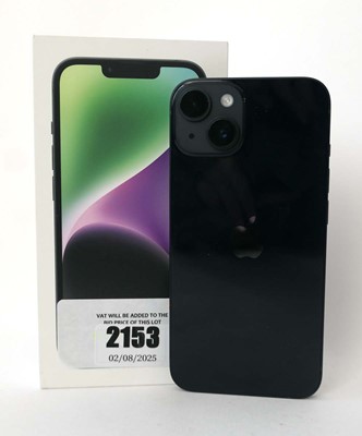 Lot 2153 - iPhone 14 128GB Midnight with box and cable