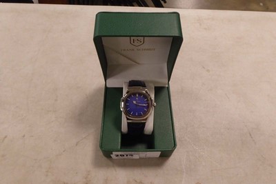 Lot 2074 - Boxed Frank Schmidt wristwatch with blue face...