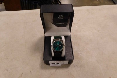 Lot 2079 - Boxed Earnest Ferdinand wristwatch with green...