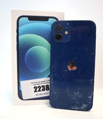 Lot 2238 - iPhone 12 64GB Blue with box (cracked back)