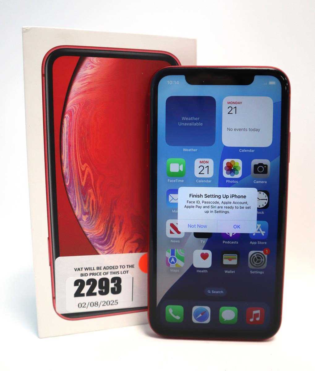 Lot 2293 - iPhone XR 64GB Red with box (cracked back)