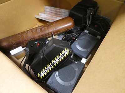 Lot 2238 - Box containing mixed items to include speakers,...